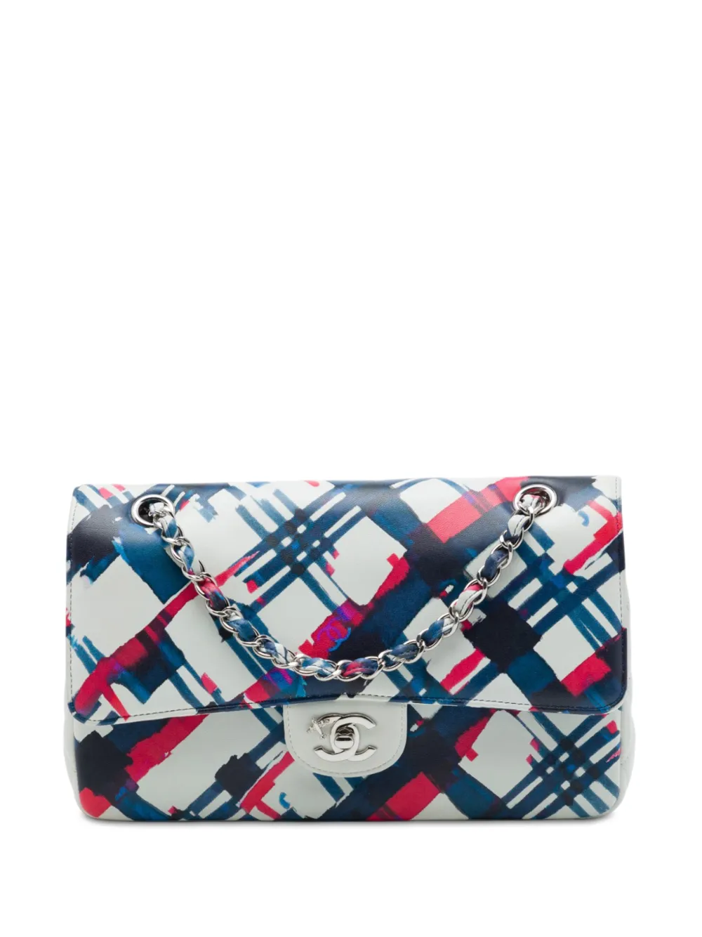 CHANEL Pre-Owned 2016-2017 Medium Classic Airlines Printed Lambskin Double Flap shoulder bag - Bianco