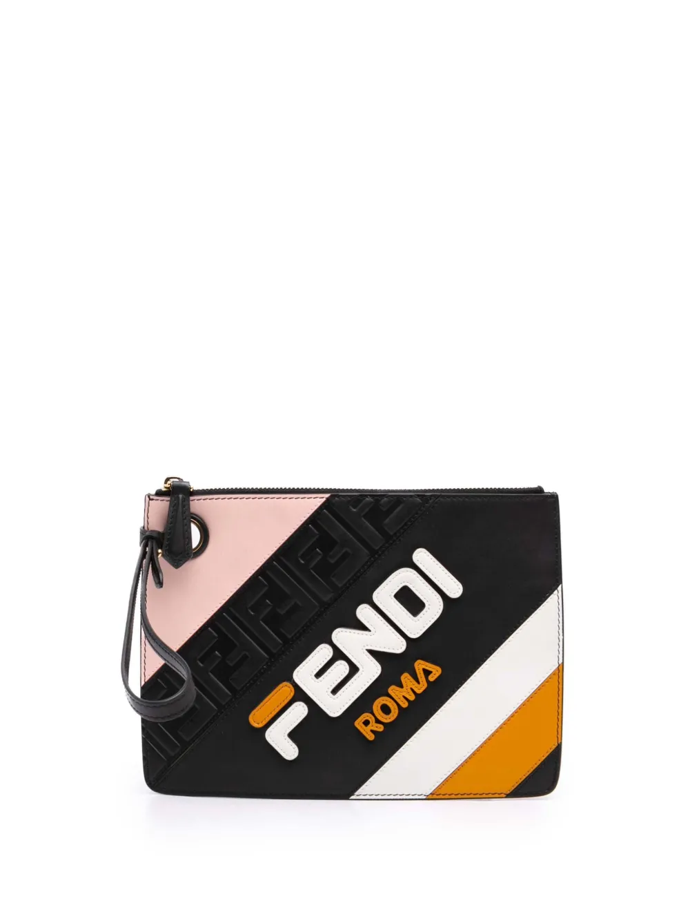 Fendi Pre-Owned 2010-2026 Fila Mania Multicolor Zucca Embossed Leather clutch bag - Nero