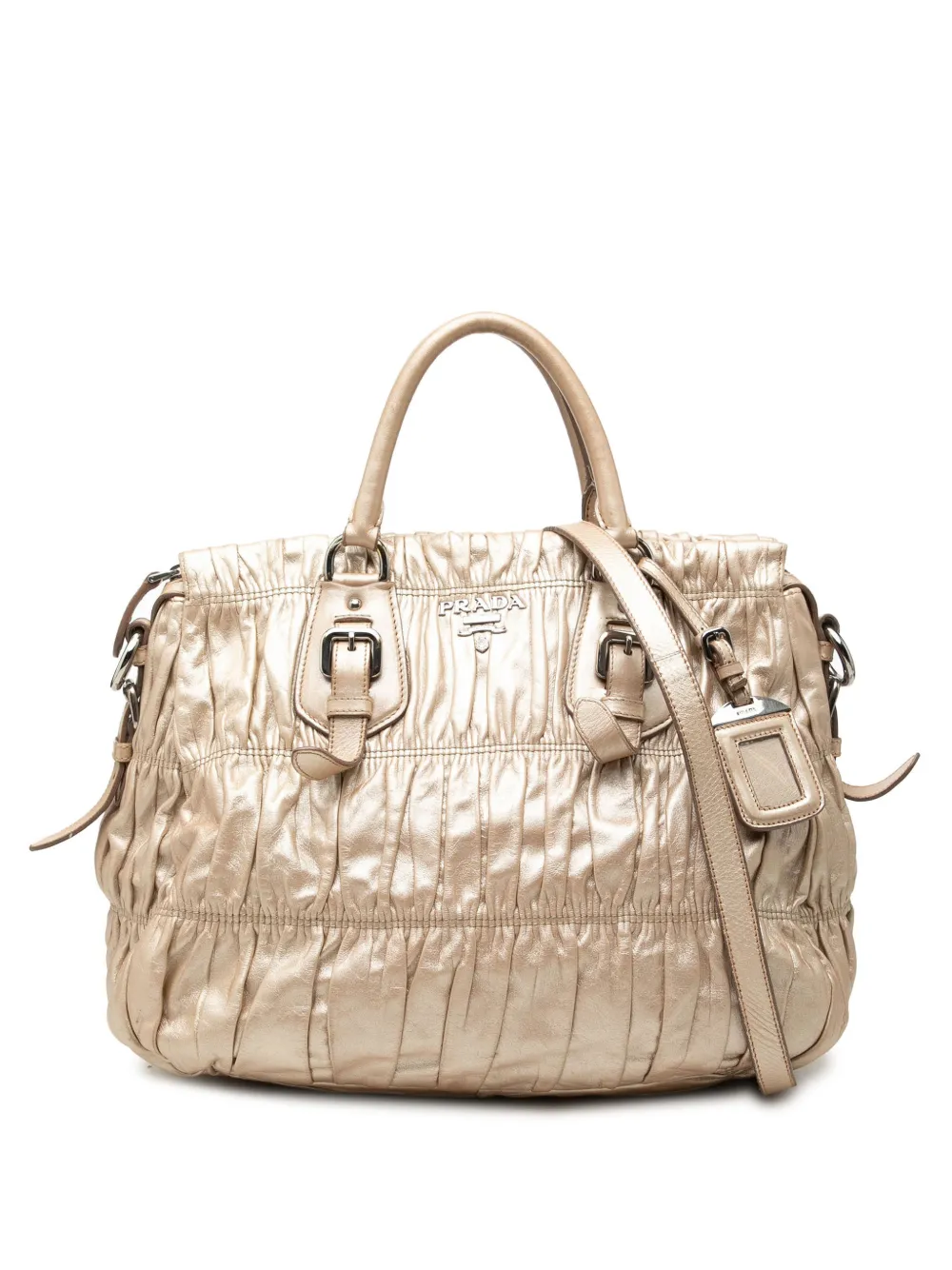 Prada Pre-Owned 2010-2026 Nappa Gaufre satchel - Oro