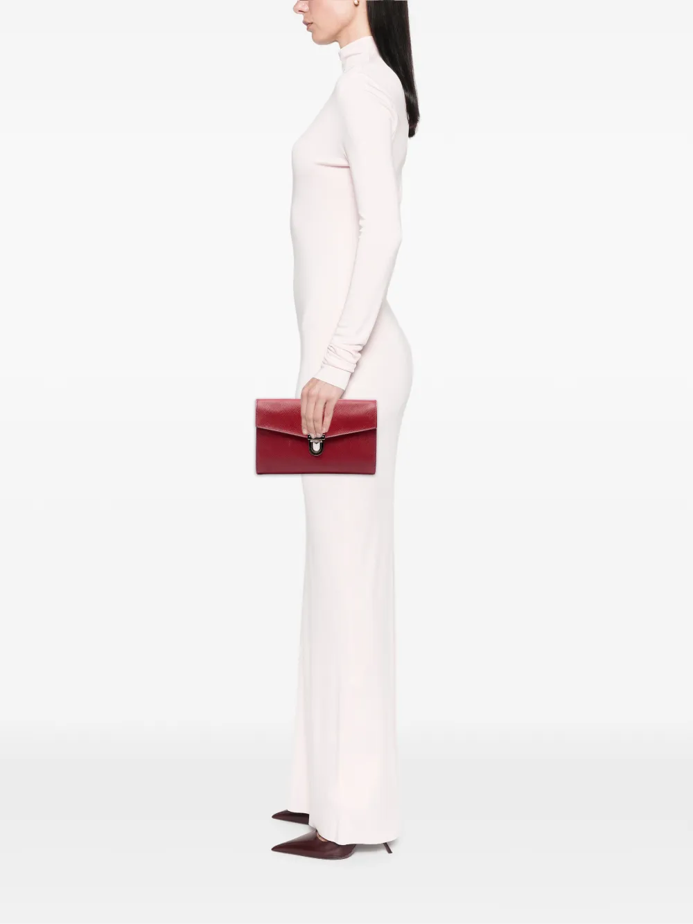 Prada Pre-Owned 2013-2026 Saffiano Envelope Pushlock clutch Rood