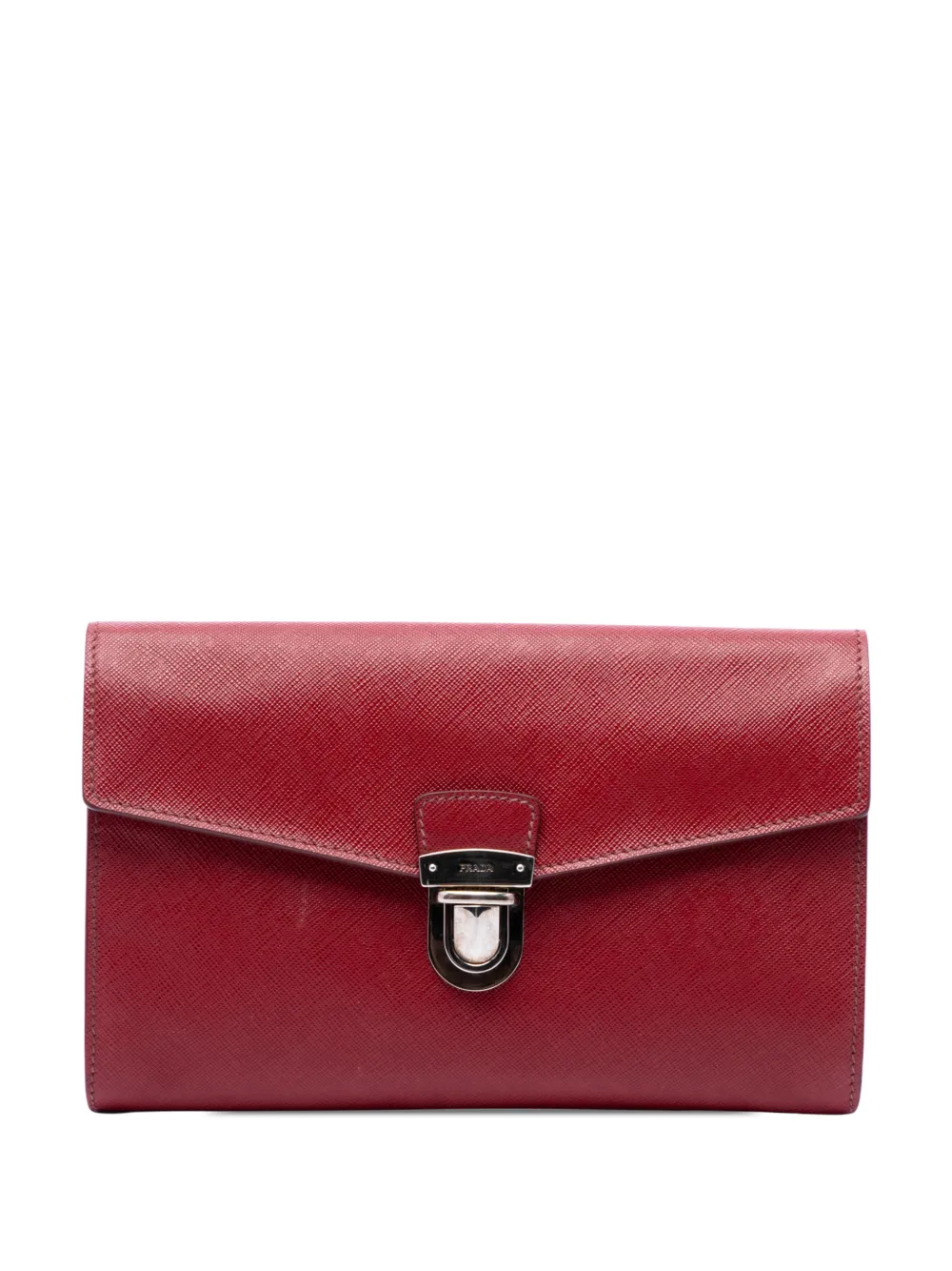 Prada Pre-Owned 2013-2026 Saffiano Envelope Pushlock clutch bag - Rosso