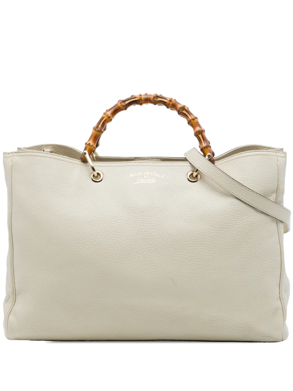 Gucci Pre-Owned 2016-2026 Large Calfskin Bamboo Shopper satchel - Bianco