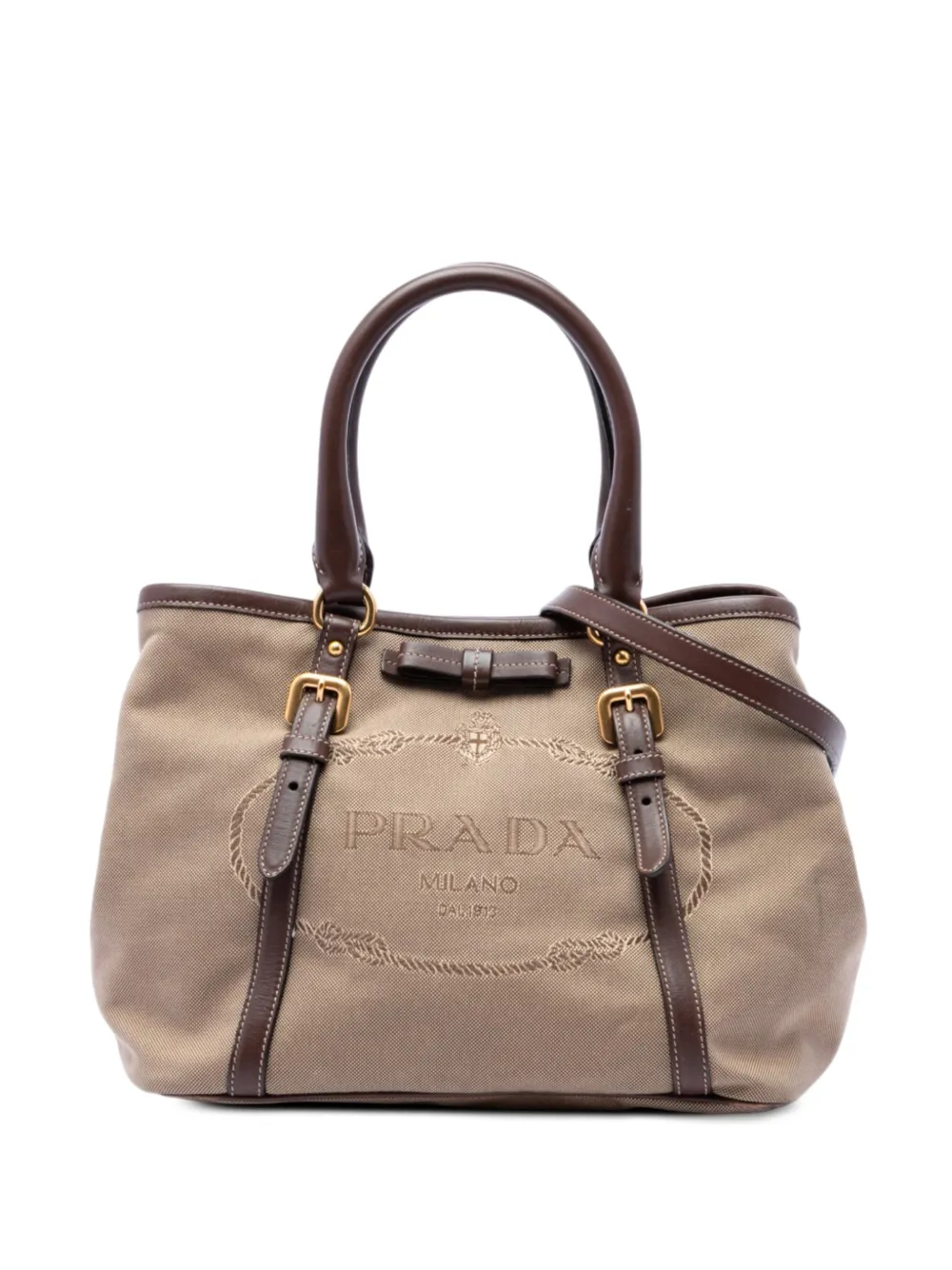 Prada Pre-Owned 2000-2012 Canvas Canapa Logo Bow satchel - Toni neutri