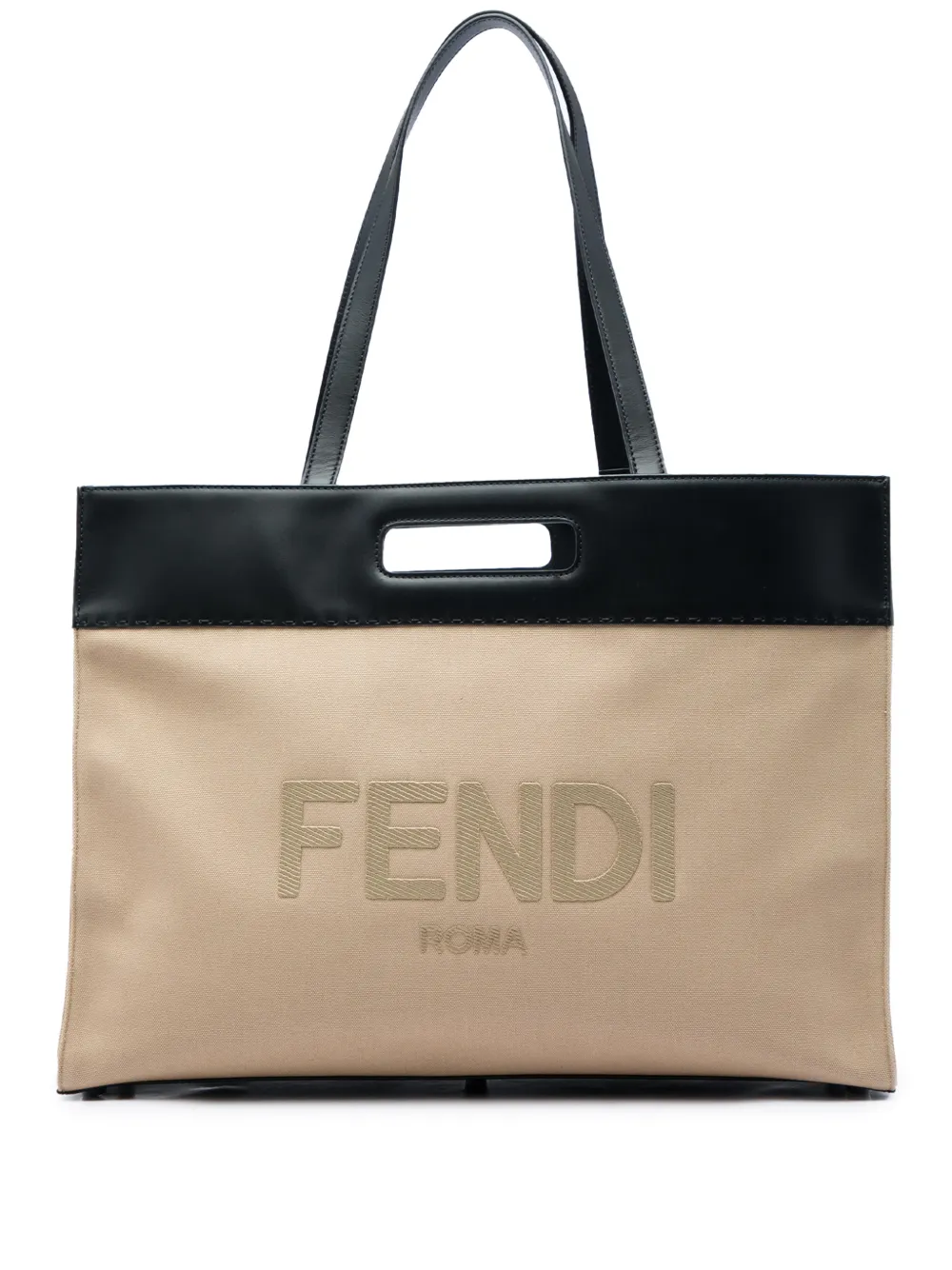 Fendi Pre-Owned 2010-2026 Canvas Logo Cut Out Handle Shopper Tote satchel - Toni neutri