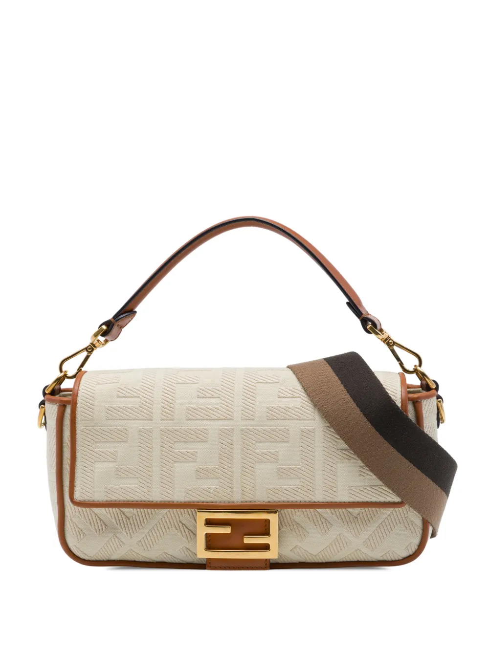 Fendi Pre-Owned 2010-2026 Zucca Embroidered Canvas Baguette satchel - Toni neutri