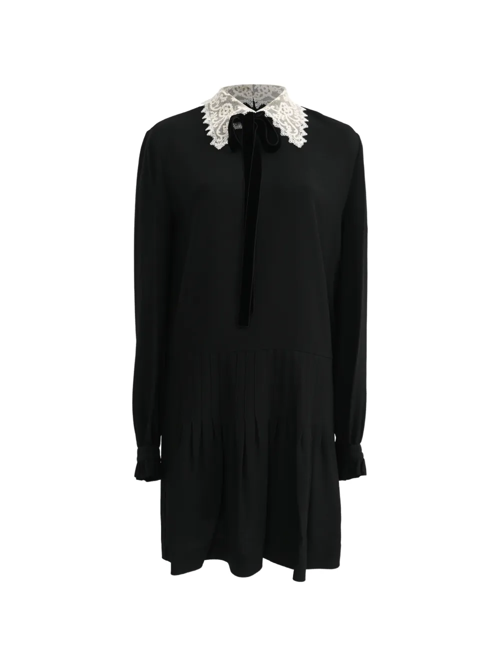 Saint Laurent Pre-Owned lace collar mini dress - Nero