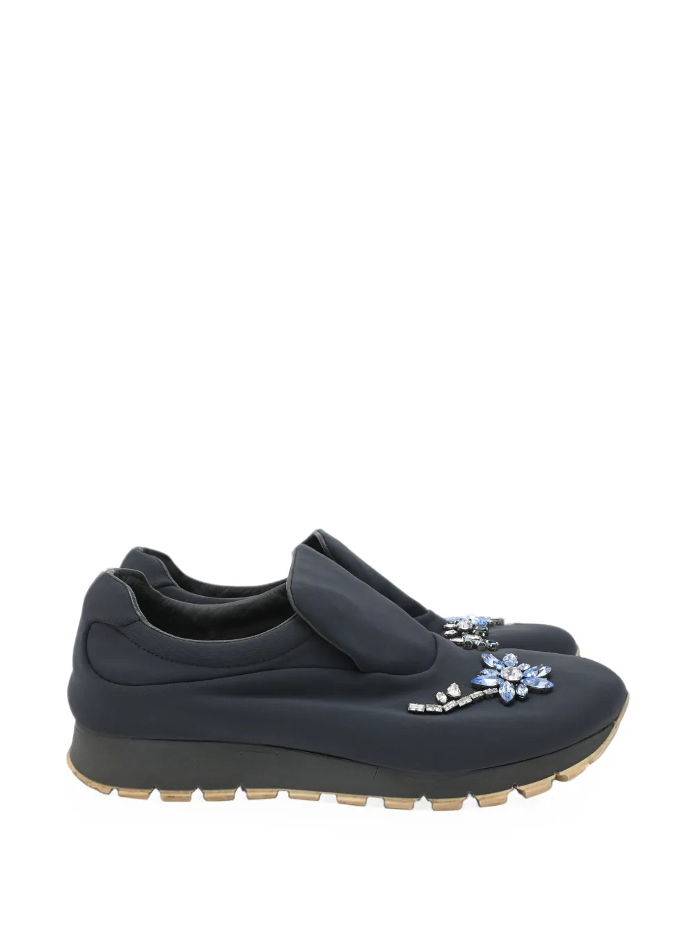 Prada Pre-Owned Flower crystal-embellished sneakers - Nero