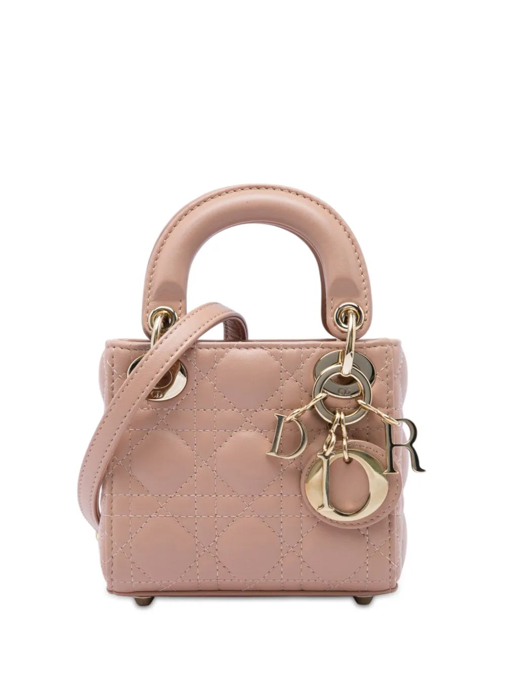 Christian Dior Pre-Owned 2022 micro Cannage Lady Dior Satchel-Tasche aus Lammleder - Braun