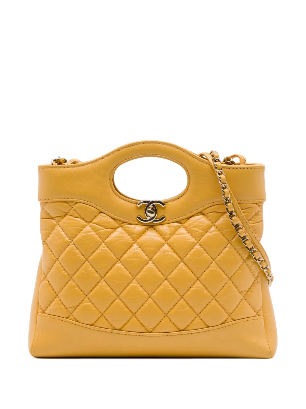 CHANEL Pre-Owned 2021-2026 Mini Shiny Crumpled Calfskin 31 Shopping Bag satchel - Giallo
