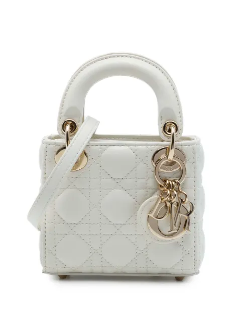 Christian Dior Pre-Owned bolsa satchel Lady Dior micro de piel de cordero y lona Cannage 2021