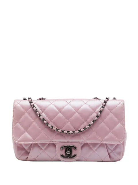 CHANEL Pre-Owned 2016-2017 mittelgroße Coco Pleats Chain Flap Umhängetasche aus Kalbsleder mit Steppung