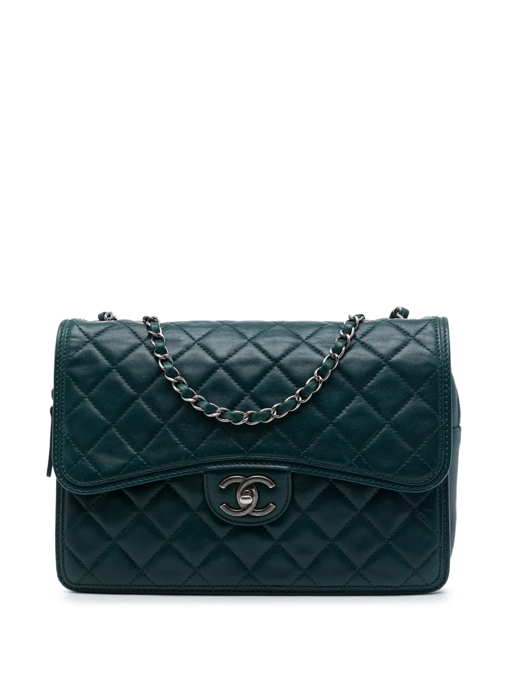 CHANEL Pre-Owned 2013-2014 Large Quilted Lambskin Citizen Zip Flap crossbody bag - Verde