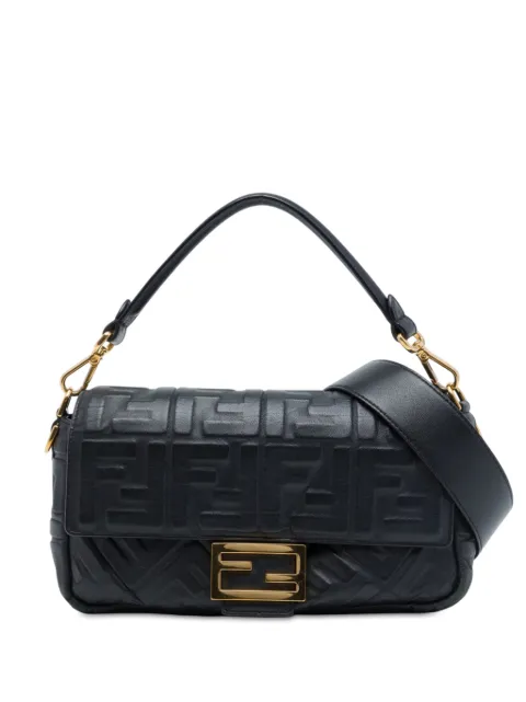 Fendi Pre-Owned 2010-2026 Zucca Embossed Leather Baguette satchel