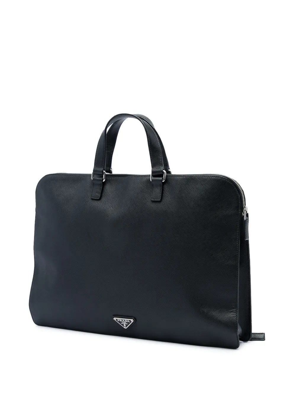 Prada Pre-Owned 2013-2025 Saffiano Cuir Travel tas met rits en zak Zwart