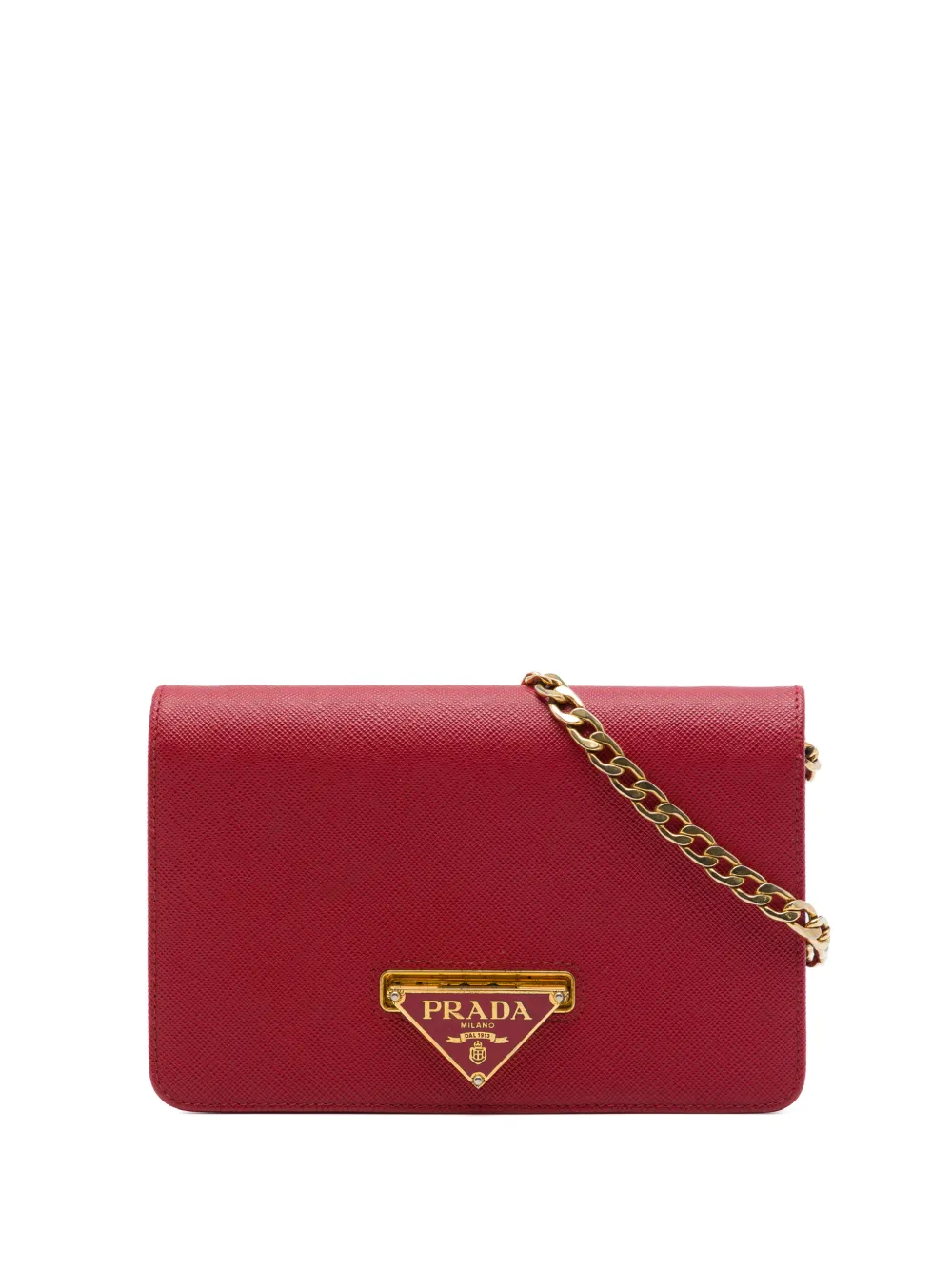 Prada Pre-Owned 2013-2026 Saffiano Lux Flip Lock Wallet on Chain crossbody bag - Rosso