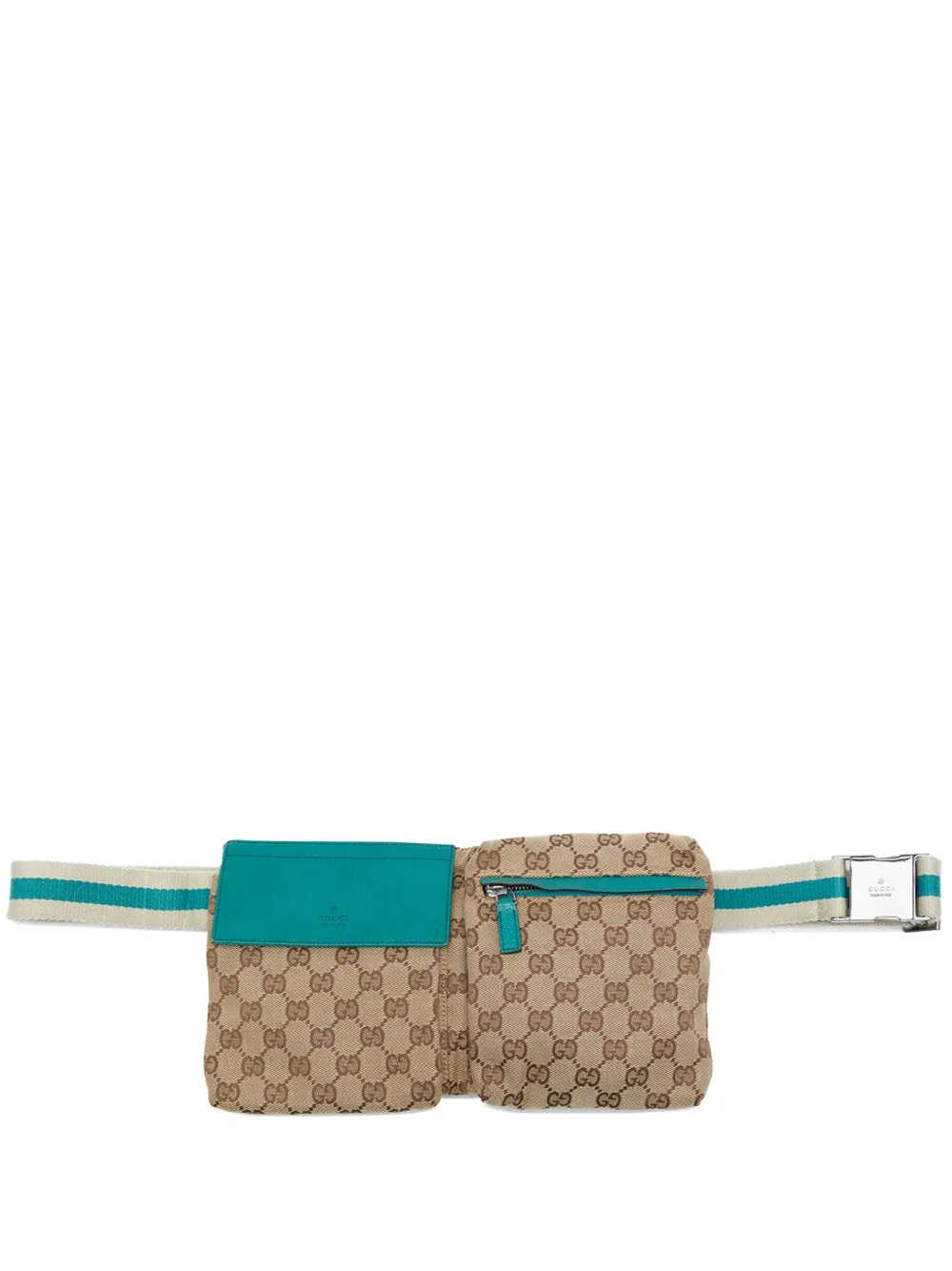 Gucci Pre-Owned 2000-2015 GG Canvas Web Double Pocket belt bag - Toni neutri