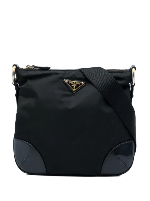 Prada Pre-Owned 2013-2026 Leather Trimmed Tessuto Zip Top crossbody bag