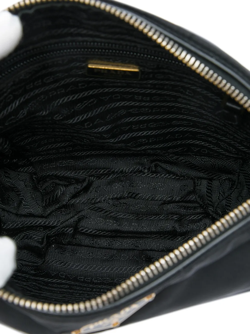 Prada Pre-Owned 2013-2026 Tessuto crossbodytas met leren afwerking en rits Zwart