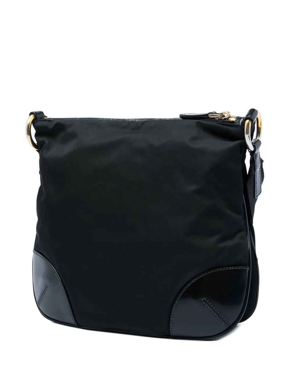 Prada Pre-Owned 2013-2026 Tessuto crossbodytas met leren afwerking en rits Zwart