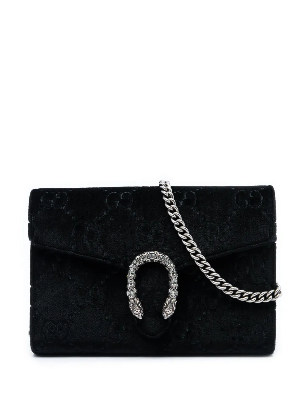 Gucci Pre-Owned 2016-2020 GG Velvet Dionysus Wallet on Chain crossbody bag - Nero