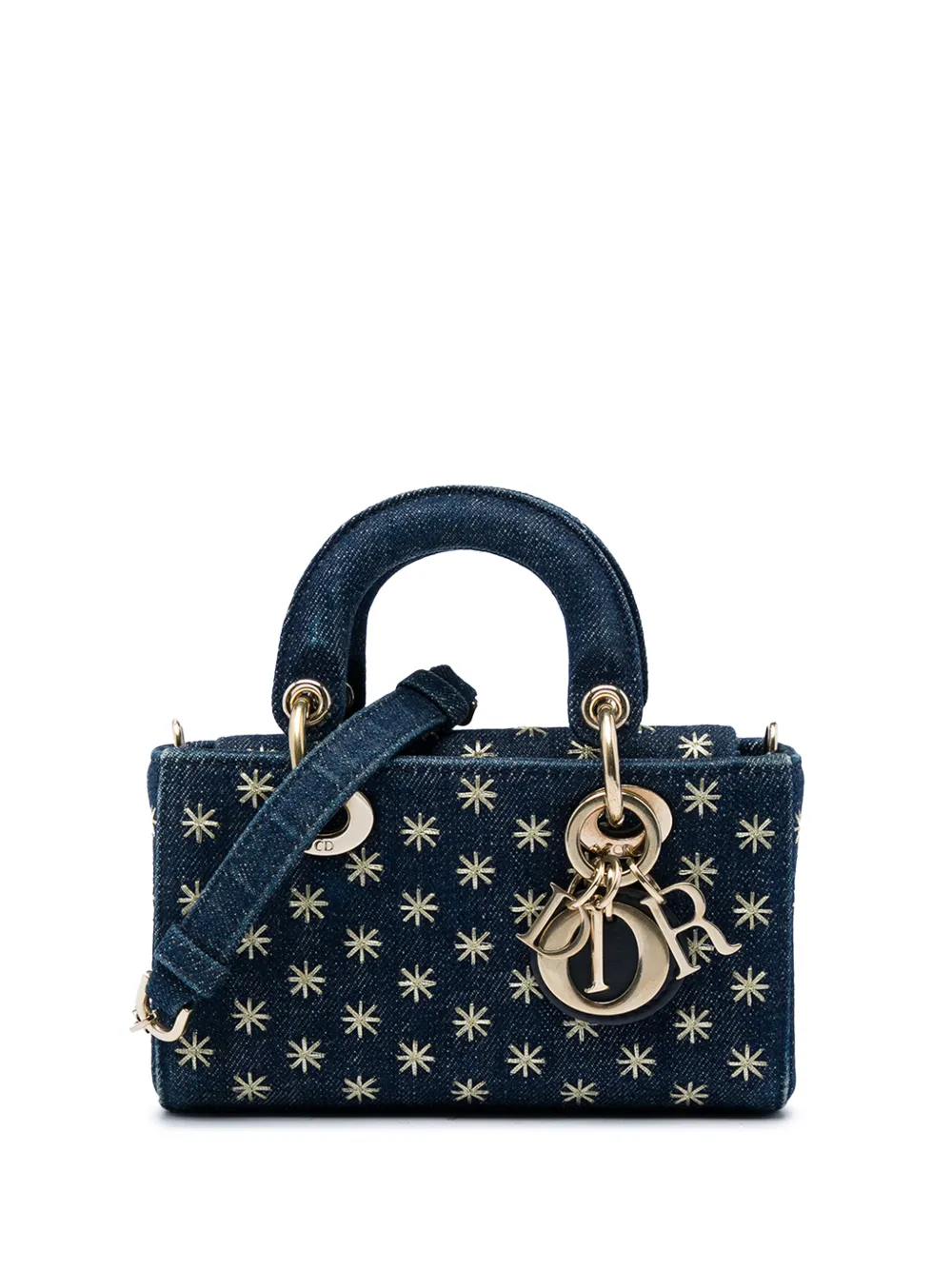 Christian Dior Pre-Owned 2022 micro Lady D Joy Satchel-Tasche aus Denim mit Stern-Stickerei - Blau