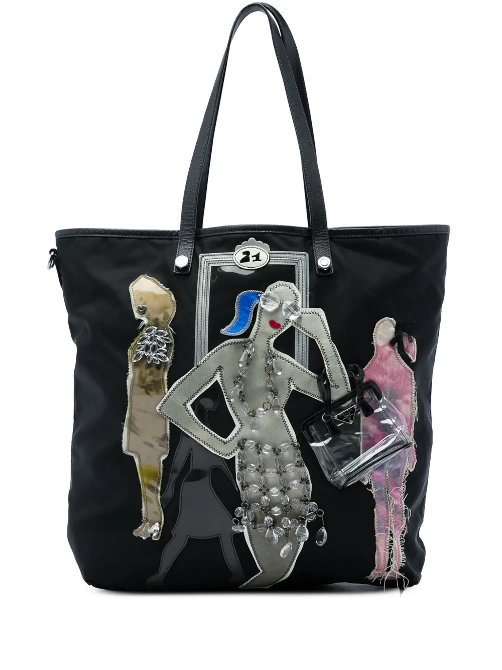 Prada Pre-Owned 2013-2026 Saffiano Trimmed Tessuto Fashion Doll tote bag - Nero