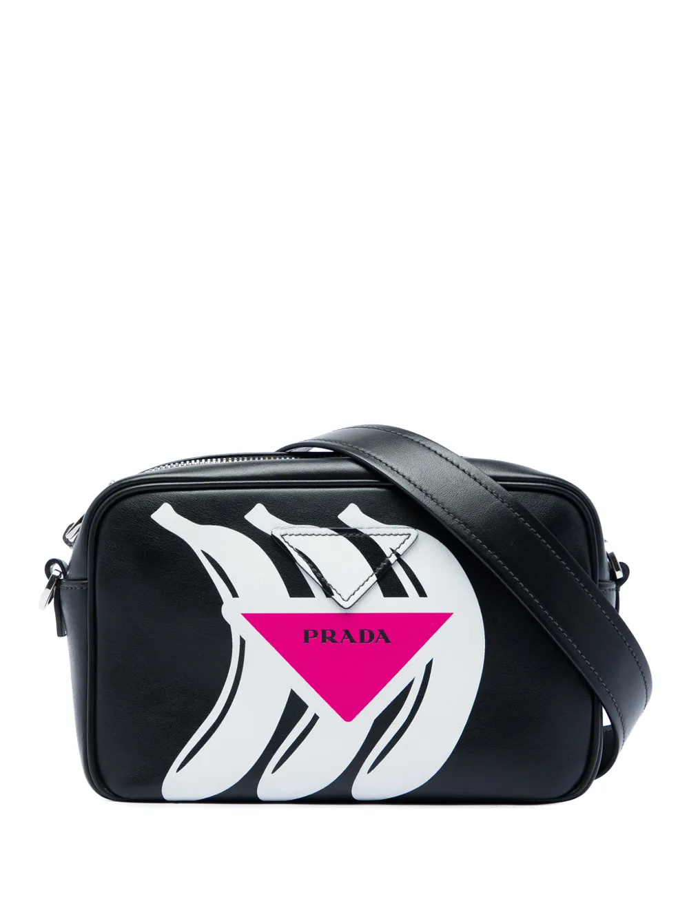 Prada Pre-Owned 2013-2026 City Calf Banana Print Camera Bag crossbody bag - Nero