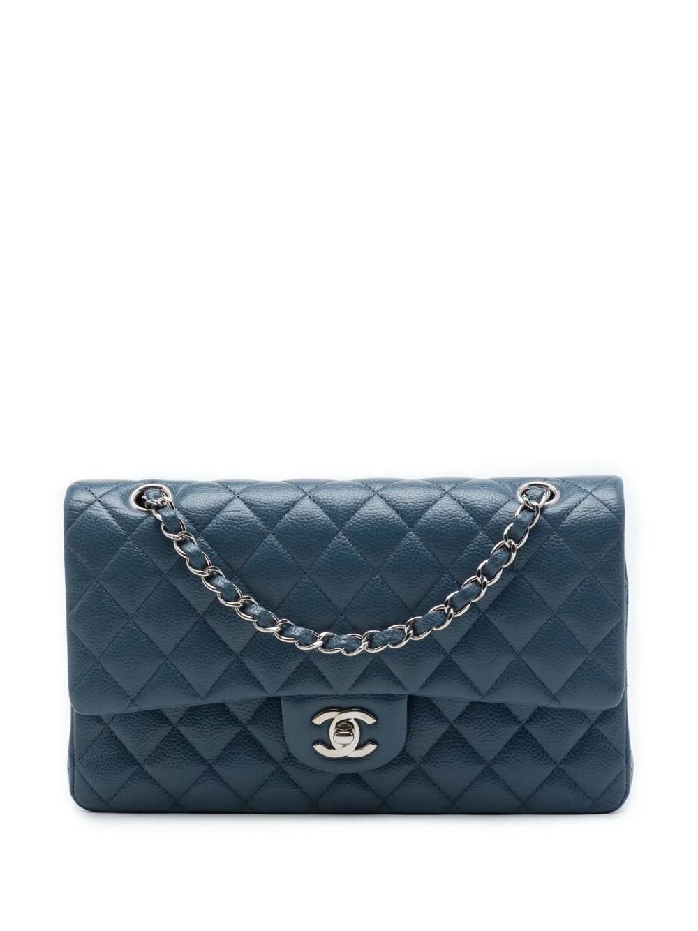 CHANEL Pre-Owned 2014-2015 Medium Classic Caviar Double Flap shoulder bag - Blu