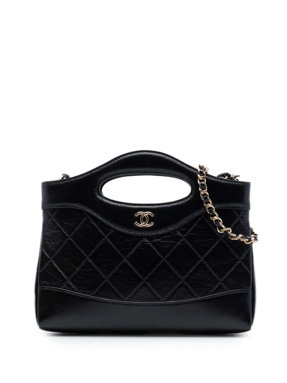 CHANEL Pre-Owned 2021-2026 Nano Quilted Glazed Calfskin 31 Shopping Bag satchel - Black