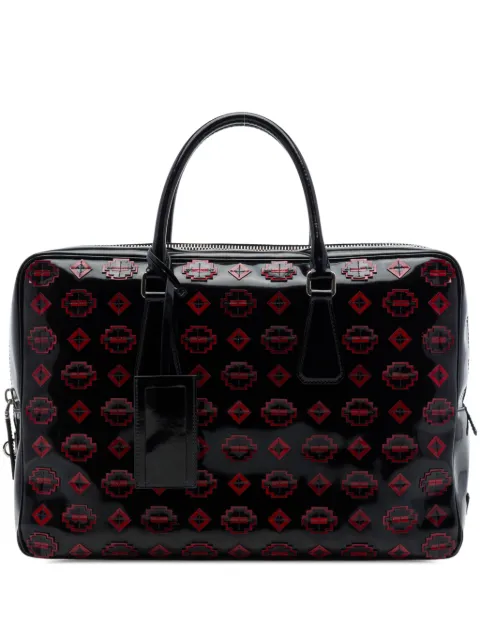Prada Pre-Owned 2013-2026 Spazzolato Leather Geometric Applique Briefcase business bag