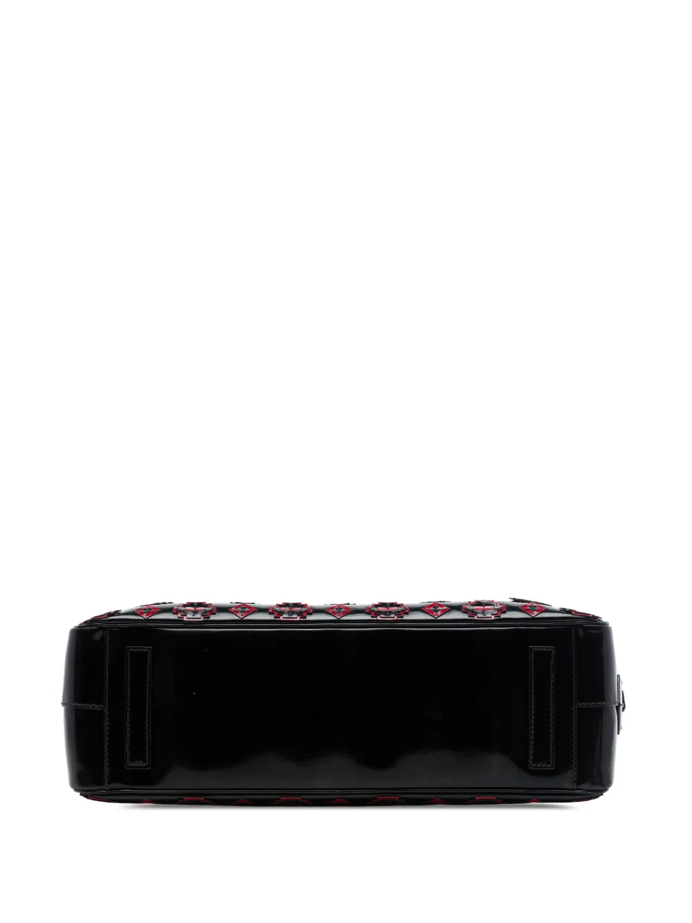 Prada Pre-Owned 2013-2026 Spazzolato leren aktetas met geometrische applicatie Zwart