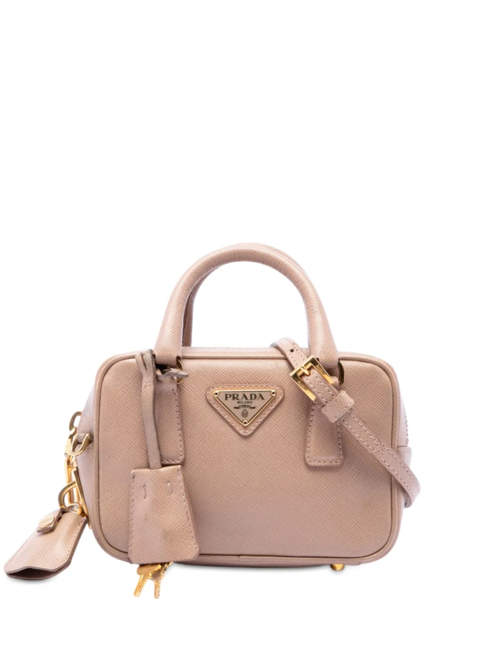 Prada Pre-Owned 2000-2013 Mini Saffiano Lux Bauletto Bag satchel - Marrone