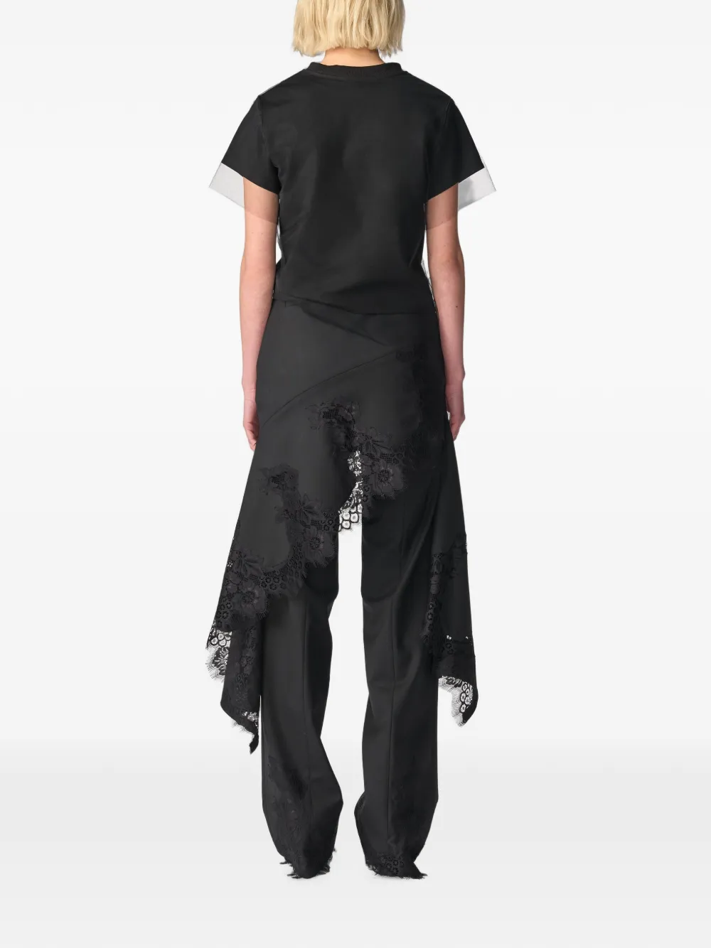 Monse T-shirt met bloemenpatroon en tulen laag Zwart