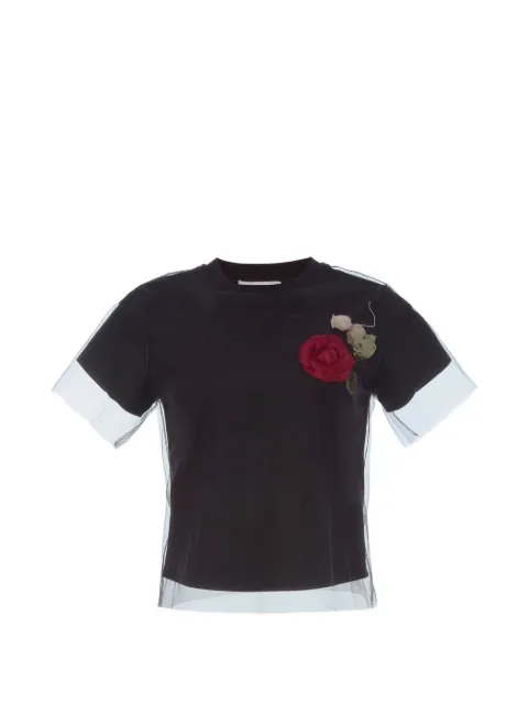 Monse tulle-overlay floral-motif T-shirt