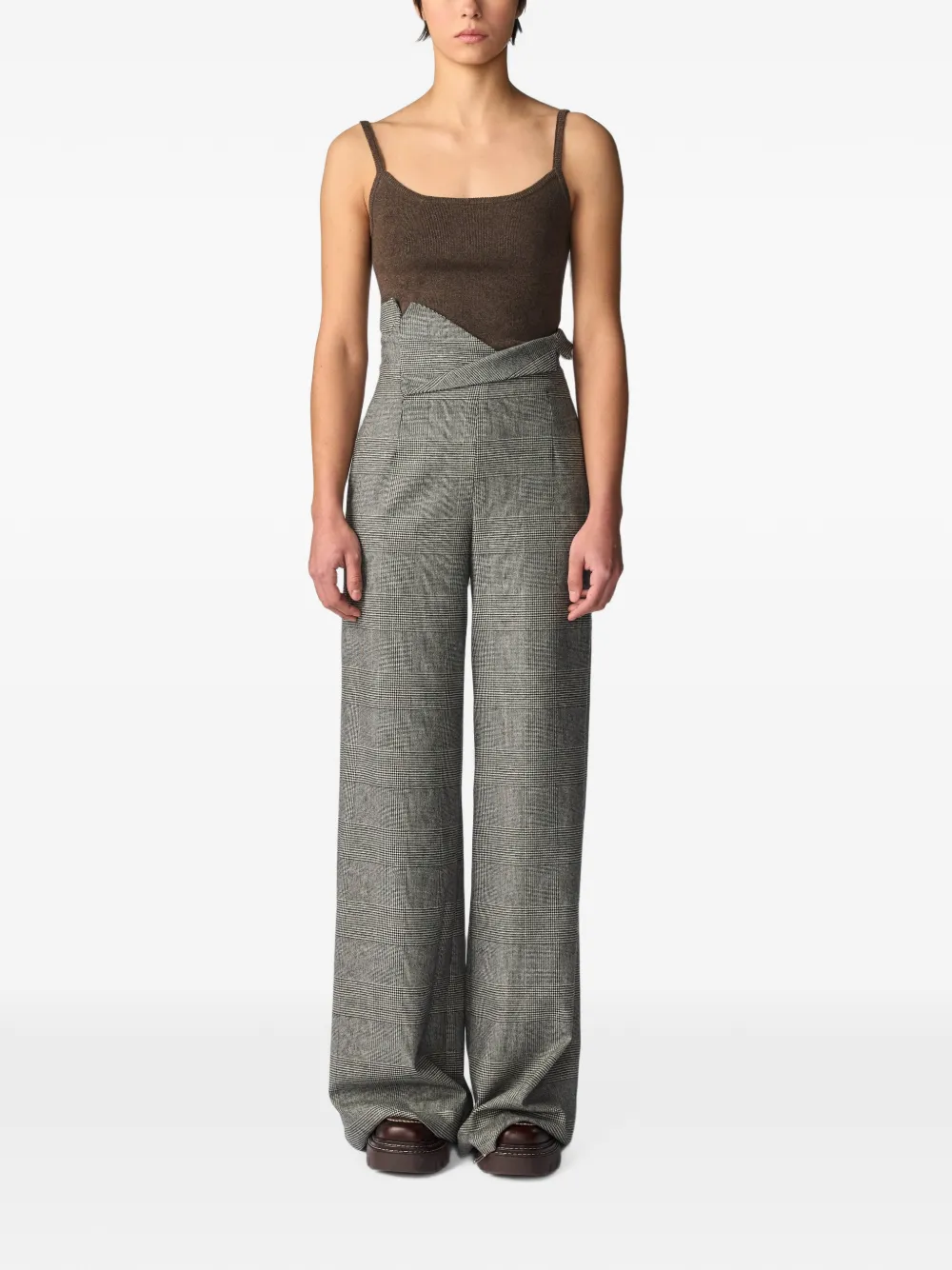 Monse Geruite broek met revers Grijs