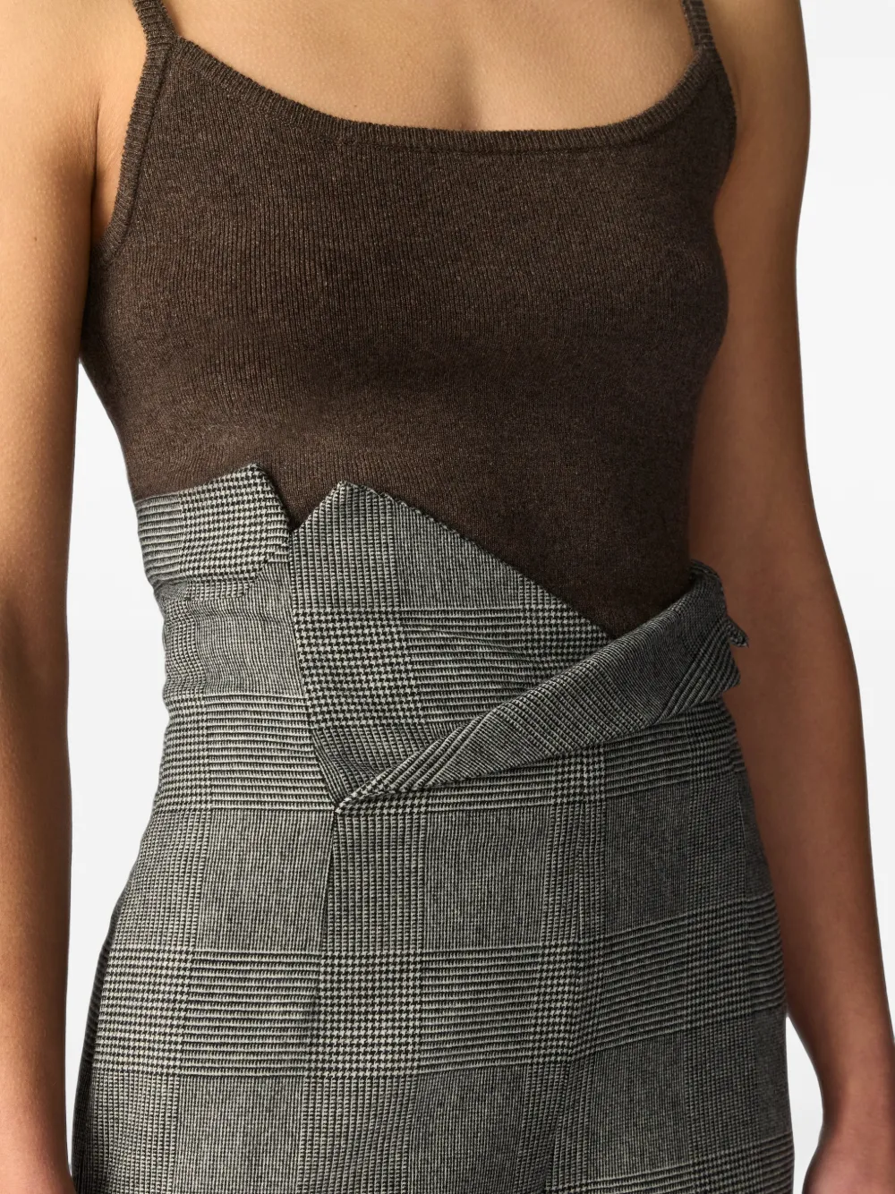 Monse Geruite broek met revers Grijs
