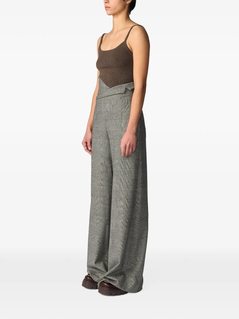 Monse Geruite broek met revers Grijs