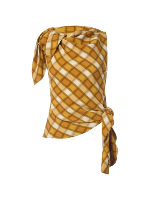 Monse knotted-front checked top
