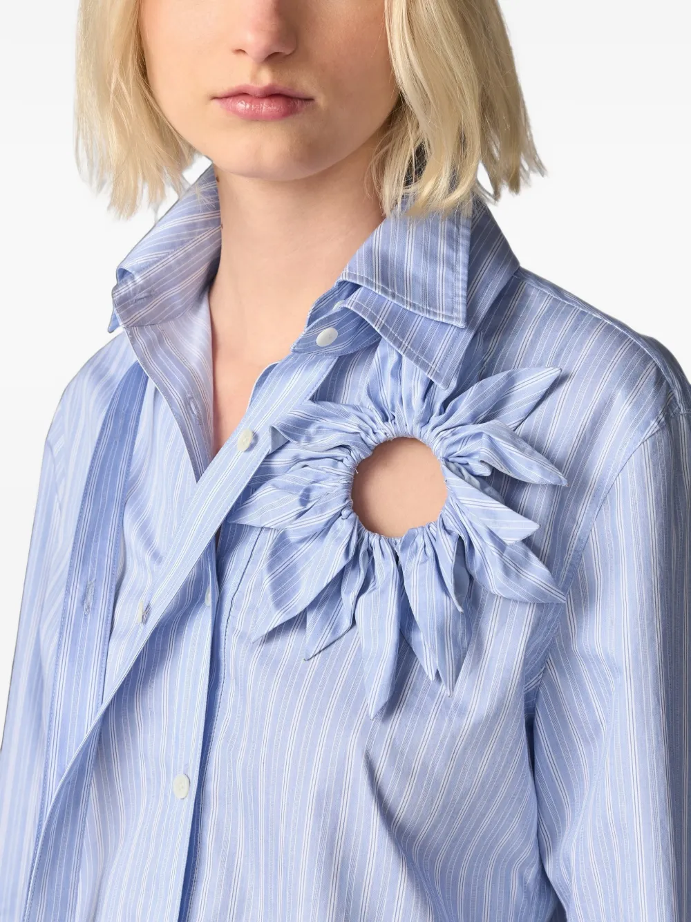 Monse Gestreepte blouse met zonnebloemdetail Blauw