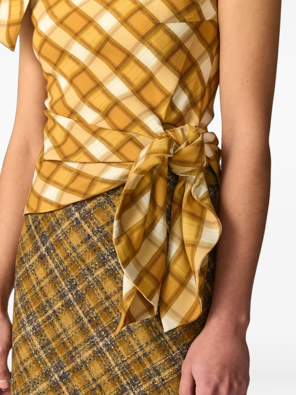 Monse Asymmetrische tweed rok Geel