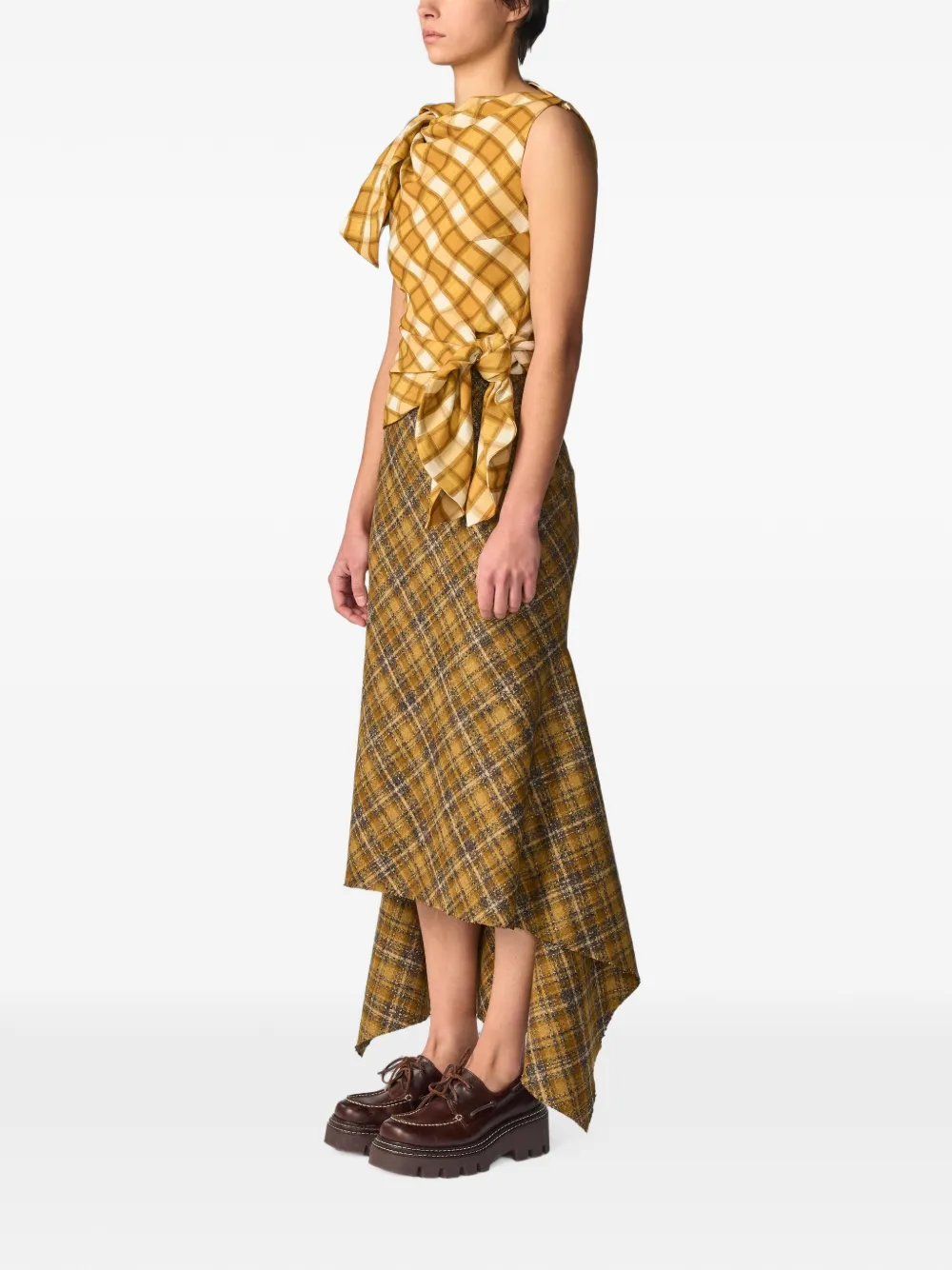 Monse Asymmetrische tweed rok Geel