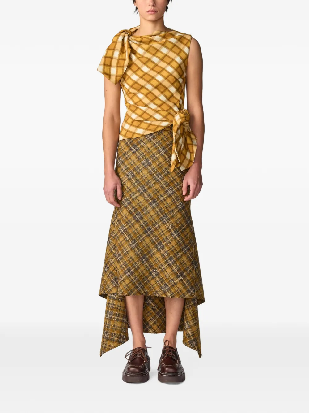Monse Asymmetrische tweed rok Geel
