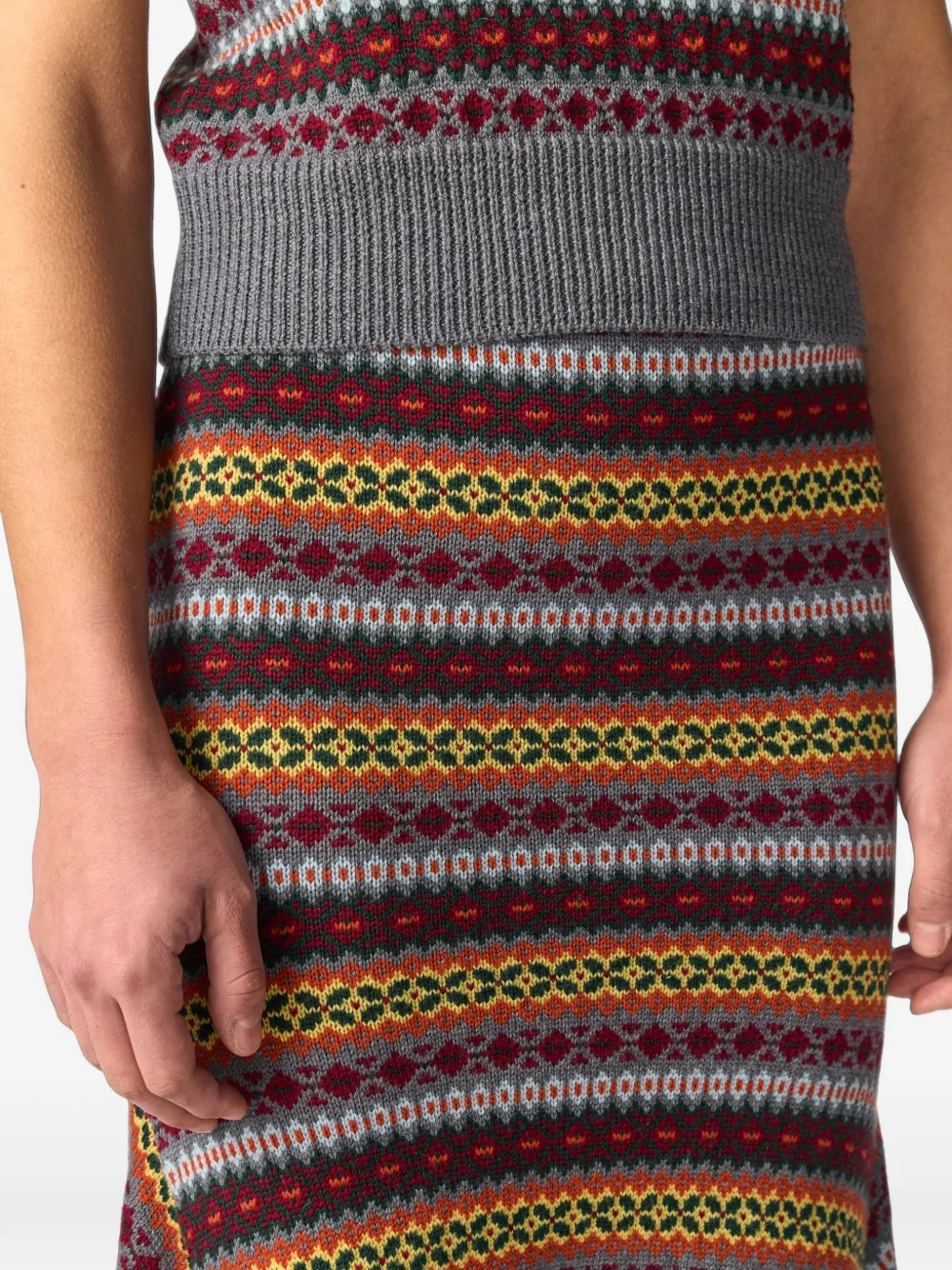 Monse Fair Isle asymmetrische rok Grijs