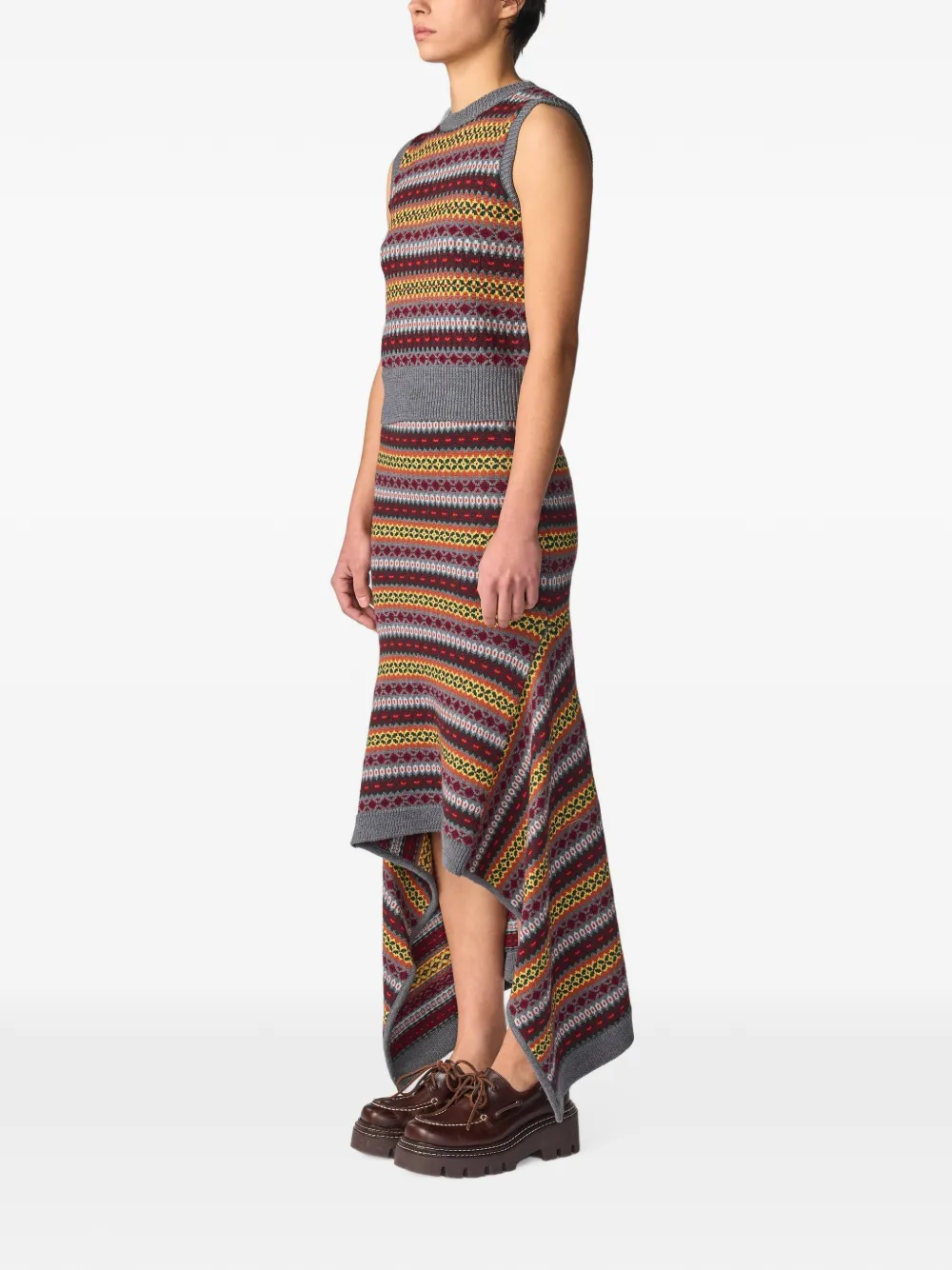Monse Fair Isle asymmetrische rok Grijs