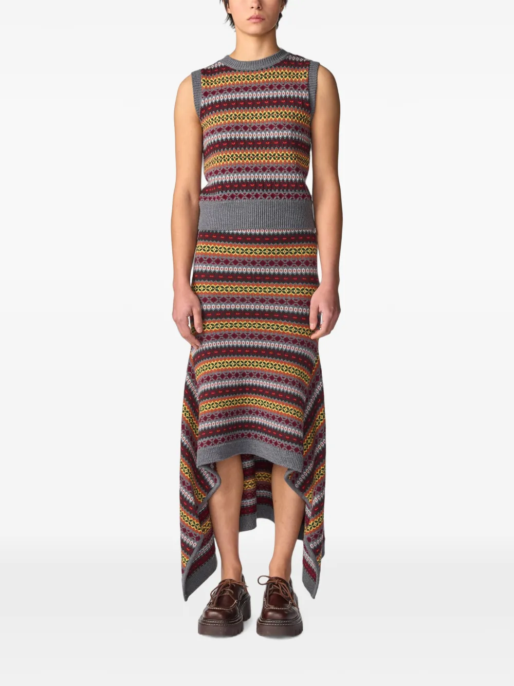 Monse Fair Isle asymmetrische rok Grijs