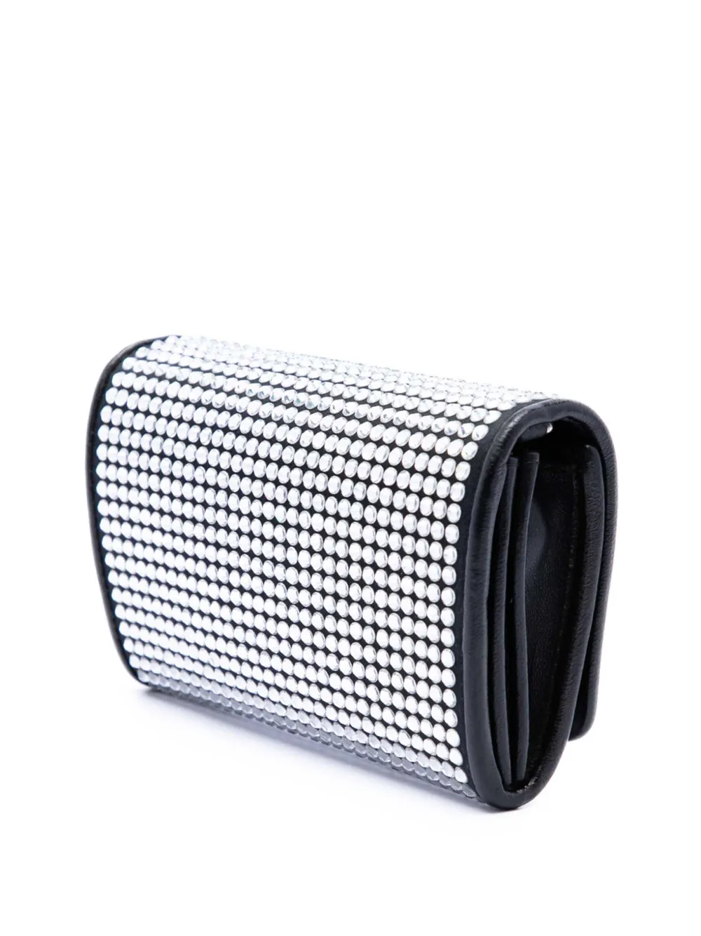 Pre-owned Miu Miu 2012-2026 Soft Nappa Crystal Embellished Wallet On Chain Crossbody Bag In Black