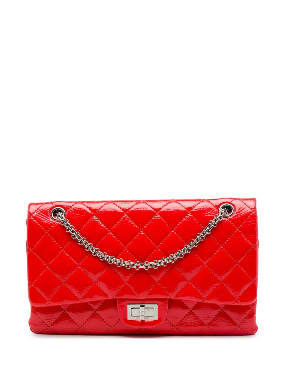 CHANEL Pre-Owned 2010-2011 Quilted Crinkled Patent Reissue 2.55 Double Flap 227 shoulder bag - Rosso