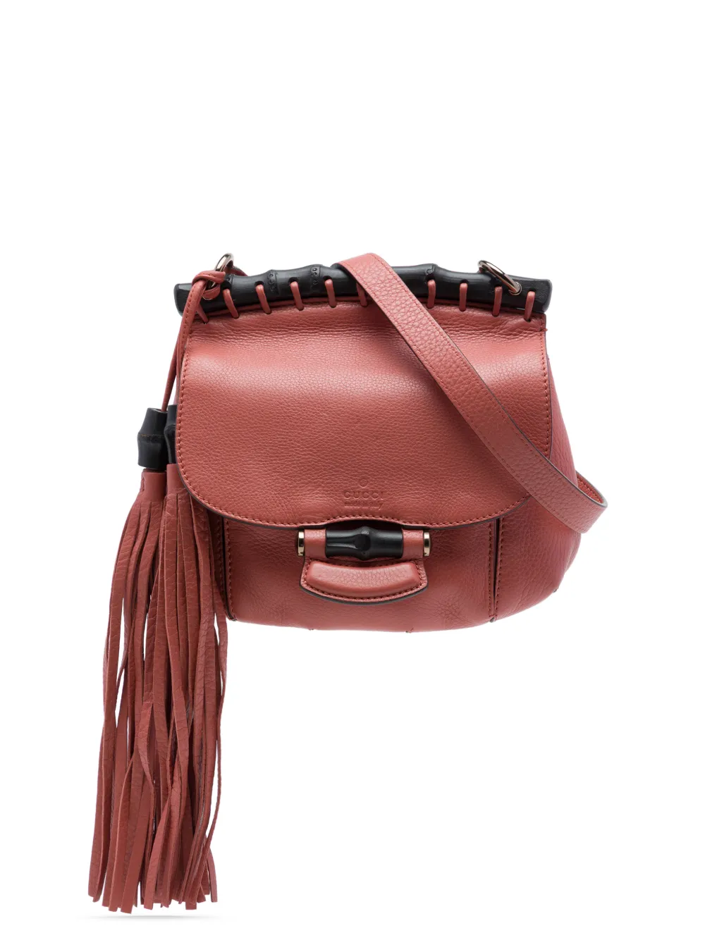 Gucci Pre-Owned 2016-2026 Small Leather Bamboo Nouveau Fringe crossbody bag - Rosa
