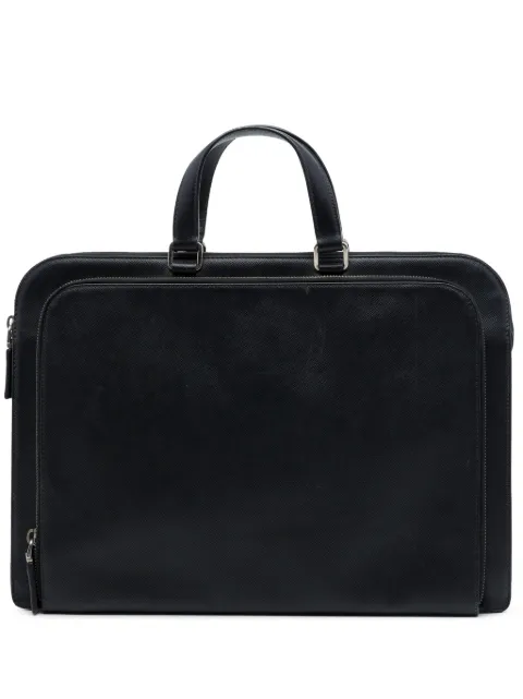 Prada Pre-Owned 2013-2026 Saffiano Cuir Travel Front Zip Pocket Briefcase business bag