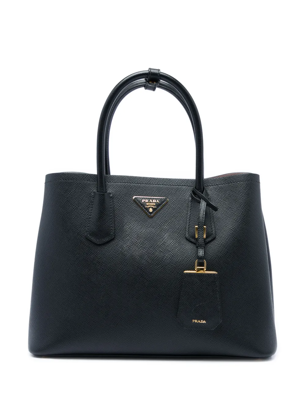 Prada Pre-Owned 2013-2026 Medium Saffiano Cuir Double satchel - Nero